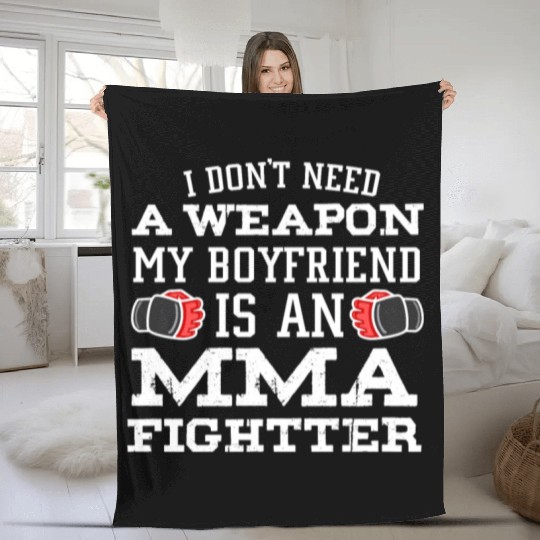 MMA Girlfriend Boyfriend Is Fighter Pride Fleece Blankets