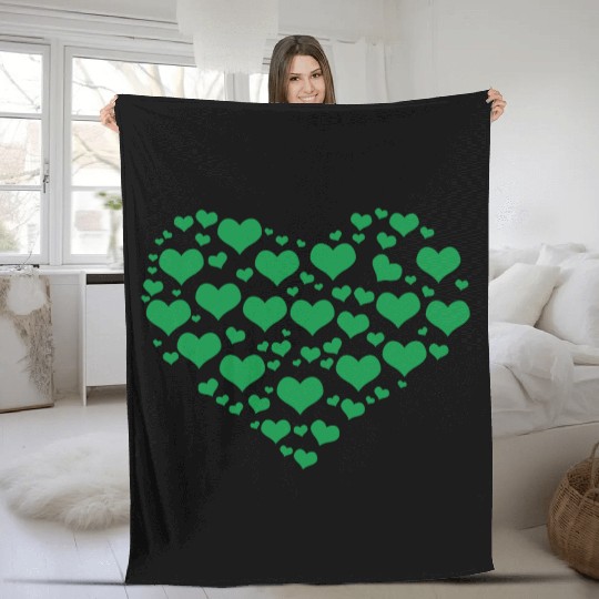 Green Heart St Patricks Day Fleece Blankets