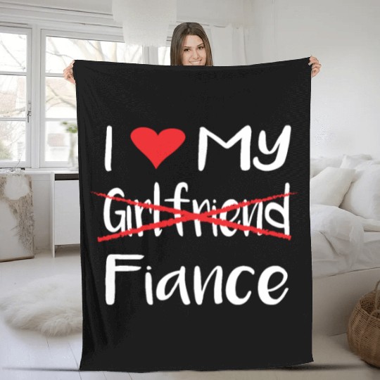 I Heart My Fiance funny lover Valentine's Day Gift Fleece Blankets