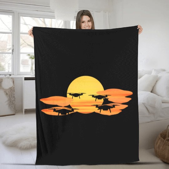 Drones in Sunset or Sunrise the Drone Fleece Blankets