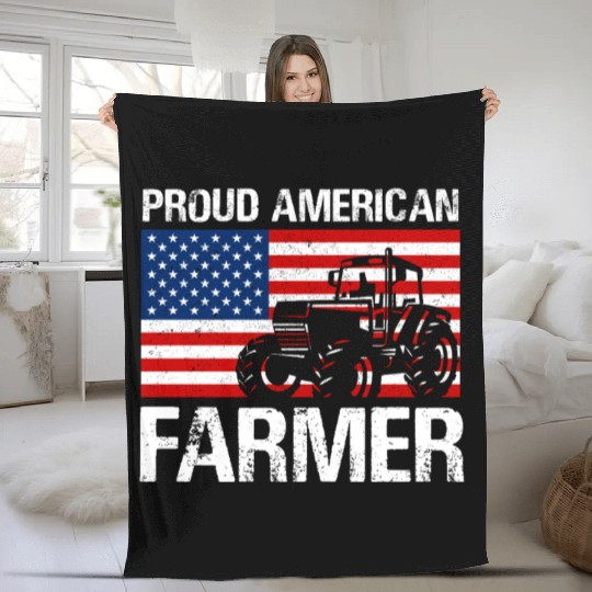 Proud American Farmer Design for Farmer Gifts for Fleece Blankets
