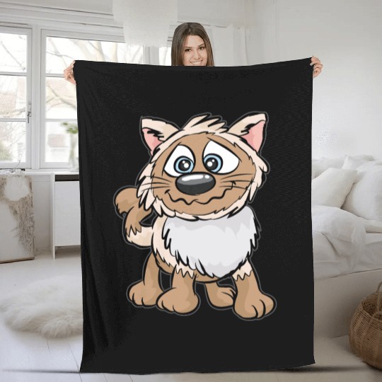 WEIRD CAT Crazy Mad funny Cartoon Comic Gift Fleece Blankets
