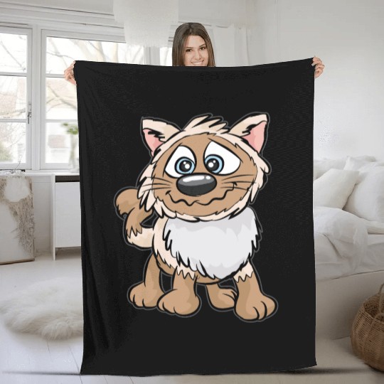 WEIRD CAT Crazy Mad funny Cartoon Comic Gift Fleece Blankets