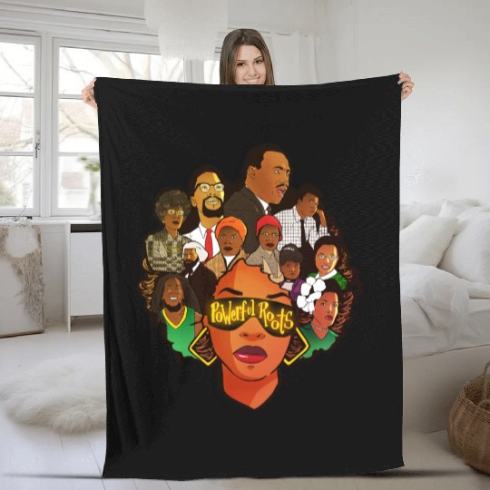 Powerful Roots Black History Month Gift Fleece Blankets