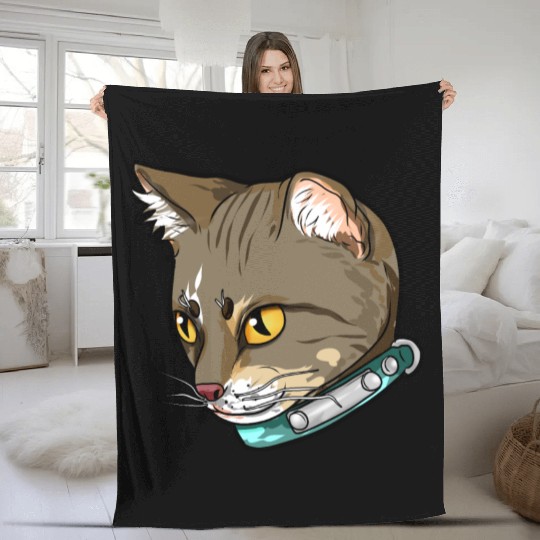 Brazilian Shorthair Cat Face Love Sweet cool funny Fleece Blankets
