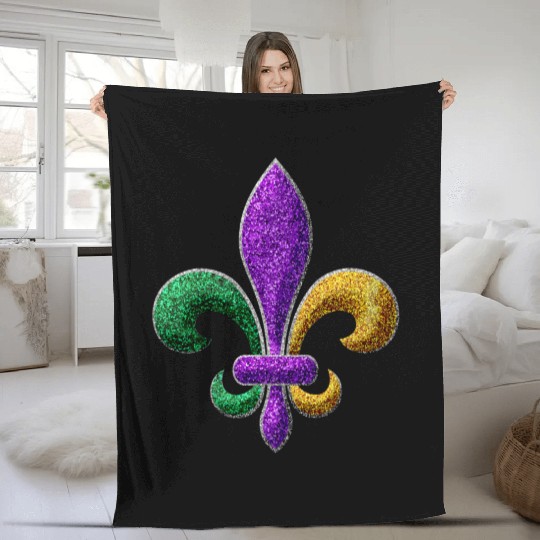 Mardi Gras New Orleans SaintsFleur De Lis Bling Fleece Blankets