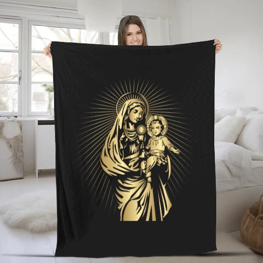 BLESSED VIRGIN MARY AND BABY JESUS Fleece Blankets