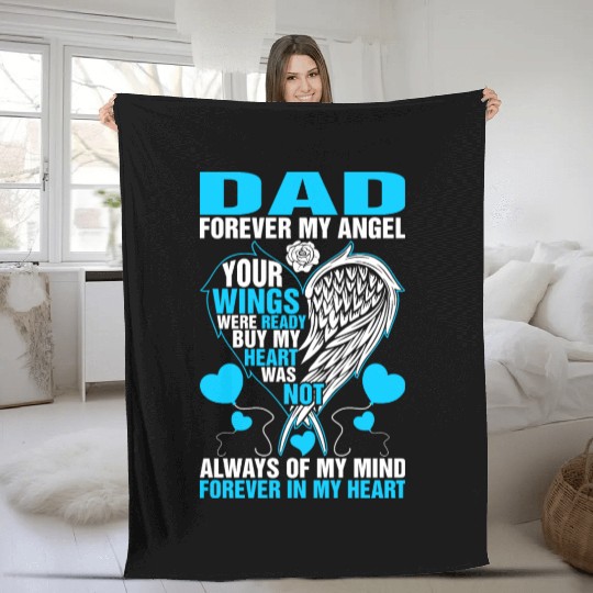 Dad Forever My Angel Fleece Blankets