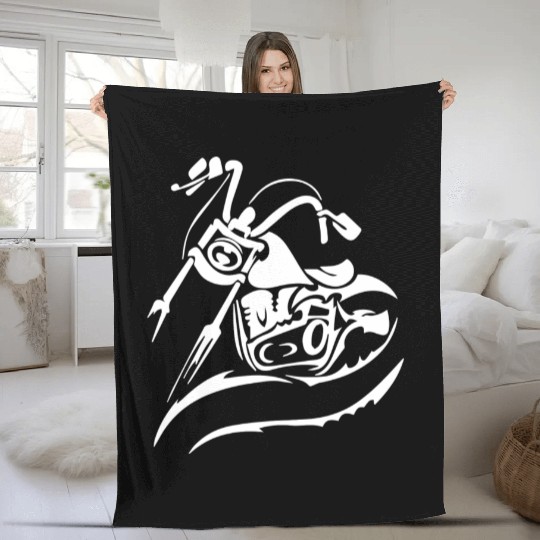 Motorcycle Chopper Cruiser Biker Mechanic Gift Fleece Blankets
