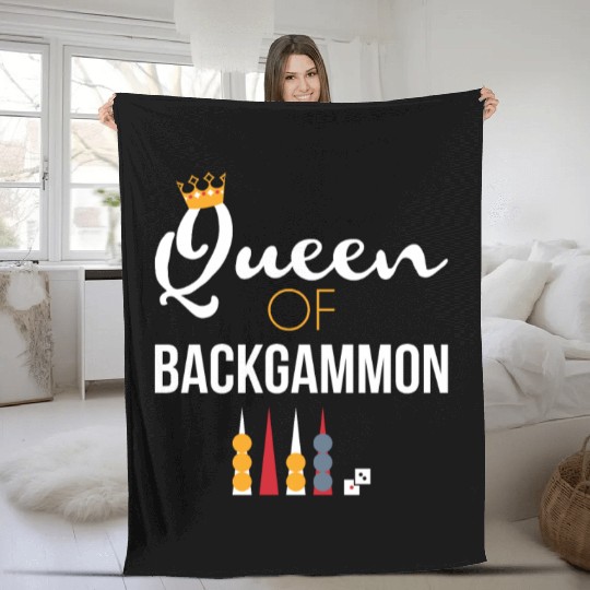 Queen of Backgammon Fleece Blankets Board Game Backgammon
