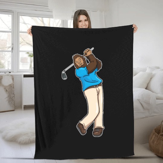 Golf Golfer Bigfoot Sasquatch Gift Fleece Blankets