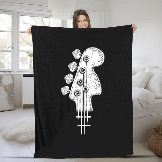 Head of a bass guitar Fleece Blankets