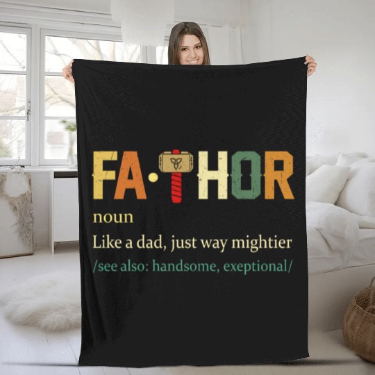 Fa Thor Like Dad Just Way Mightier Hero Fleece Blankets