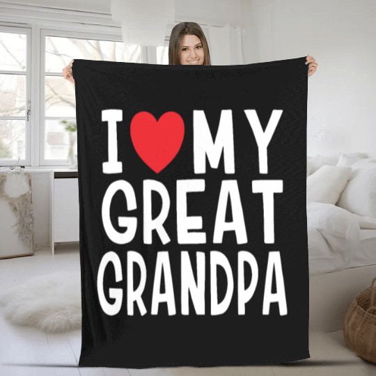 I Love My Great Grandpa Family Love Heart Gift Fleece Blankets