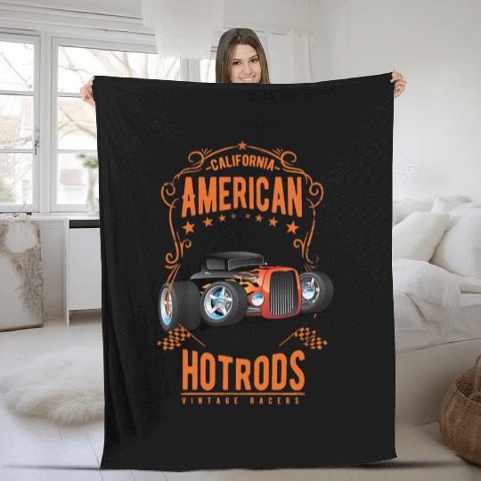 American Hot Rod Car Race Fleece Blankets