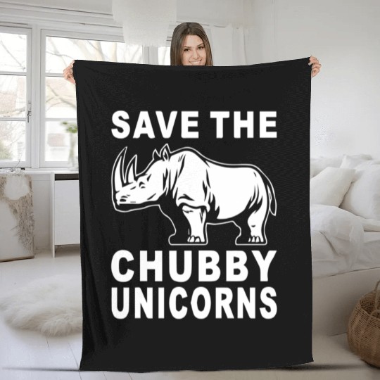 Save the Chubby Rhinoceros Funny Fleece Blankets