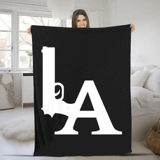 LA Dodgers Gun Los Angeles Hollywood California Fleece Blankets