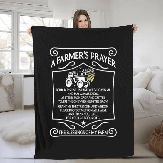 Farmer Prayer Pray Faith Church Saying Farming Fleece Blankets