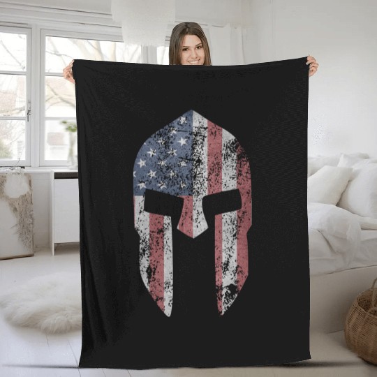 Spartan Stars & Stripes Bodybuilding distressed Fleece Blankets
