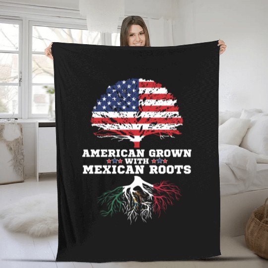 Mexican American Gift American Grown Mexico Roots Fleece Blankets