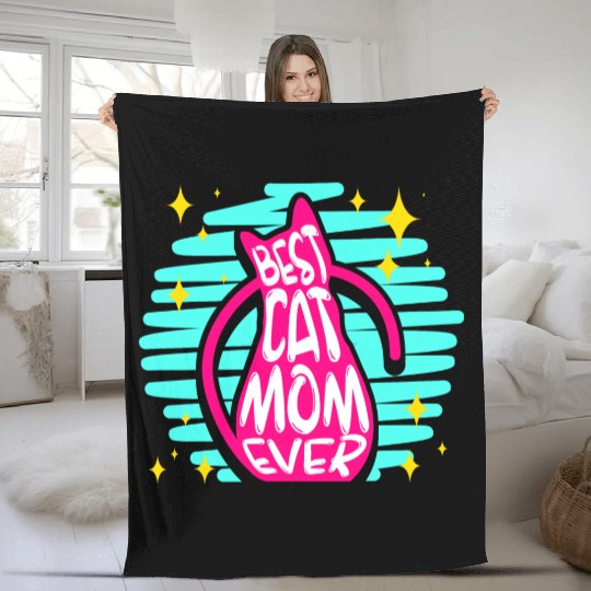 Cat Mom Fleece Blankets