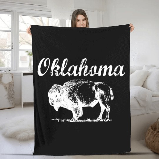 Oklahoma Buffalo Tribal Native American Country Ok Fleece Blankets