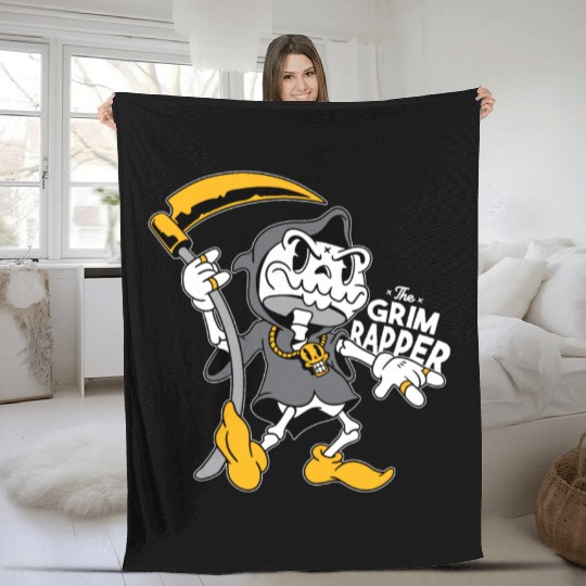 The grim reaper Fleece Blankets funny the grim rapper