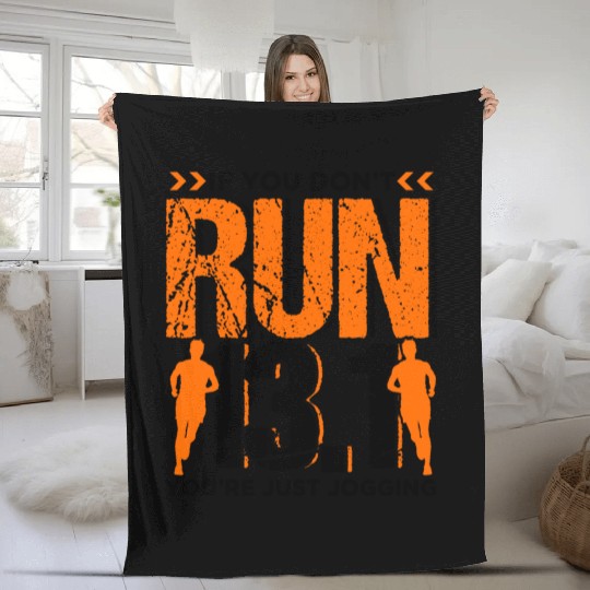 Runner Running Half Marathon Quotes Gift Fleece Blankets