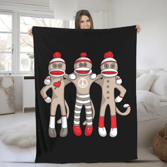 Sock Monkey Buddies Fleece Blankets