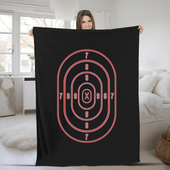 Shooting Range Target Practice Sheet Red Bullseye Fleece Blankets