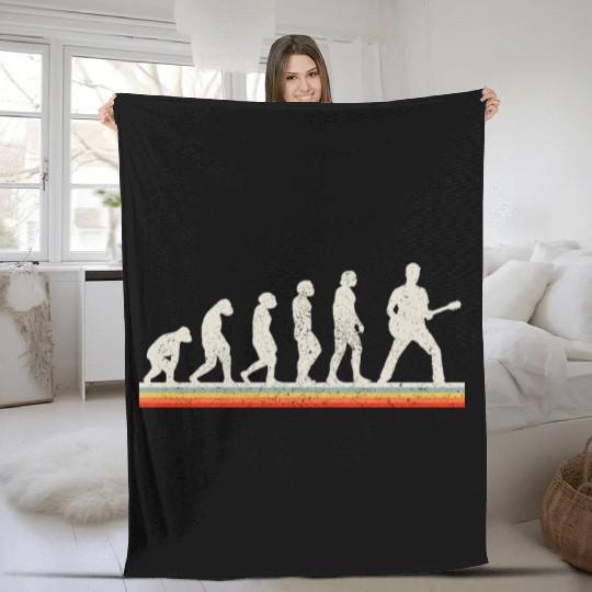 Guitar Player Evolution Vintage Gift Fleece Blankets