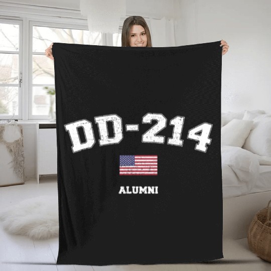 Dd 214 Us Armed Forces Alumni Usa Flag Vintage Fleece Blankets