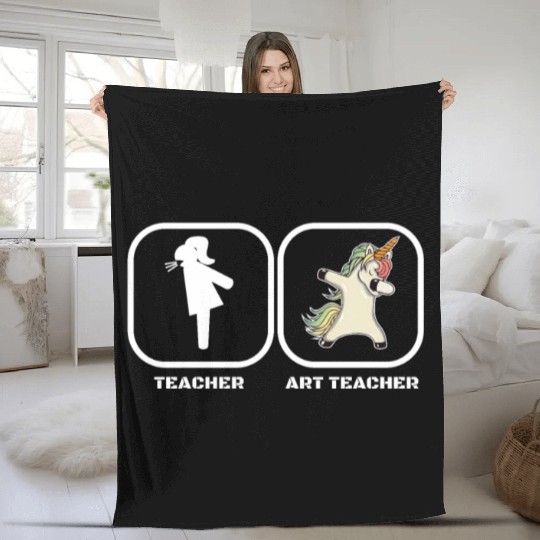 Teacher Art Teacher Unicorn Fleece Blankets