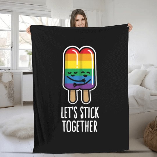 Let's stick together funny gay couple popsicle Fleece Blankets