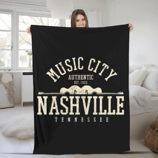Nashville Guitar Country Music City Tennessee Gift Fleece Blankets
