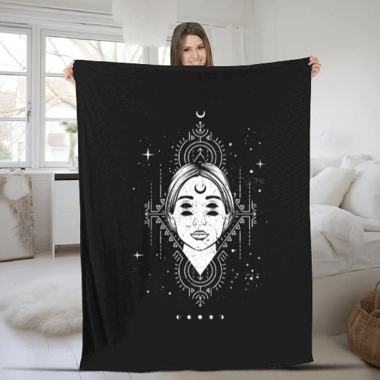 Occult Moon Baphomet Tarot Card Satanic Devil Fleece Blankets