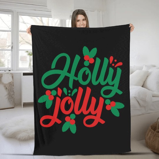 Holly jolly, A great Christmas party gift Fleece Blankets