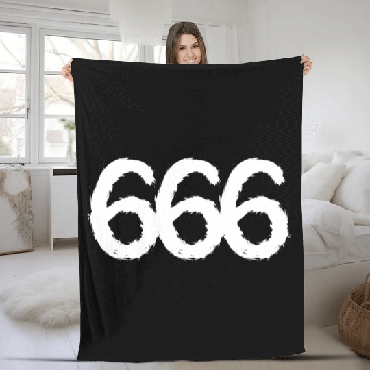 666 symbol number white Fleece Blankets