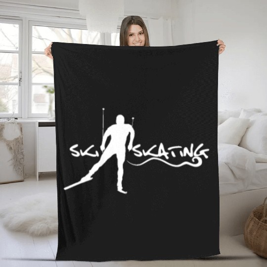 Skiing Skier Ski Skating Skating Cross Country Fleece Blankets