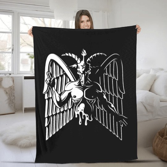Dark Goat Baphomet - Satanic Lucifer Beelzebub Fleece Blankets
