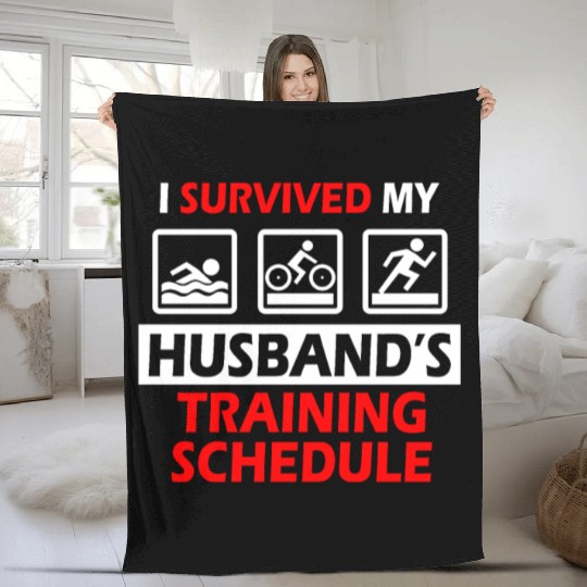 Triathlon Wife Gift Sport Athlete Women Husband Fleece Blankets