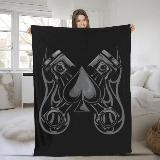 Poker and Hotrod - Cool Poker Art Hot Rod Fleece Blankets