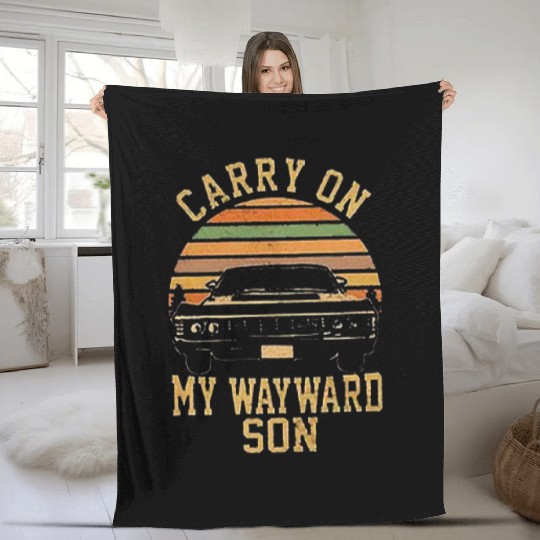 Supernatural Vintage Fleece Blankets Carry On My Wayward Son