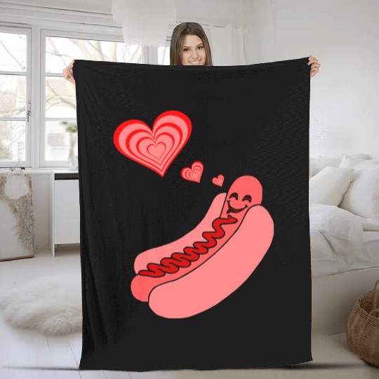 Hot Dog Love Fleece Blankets