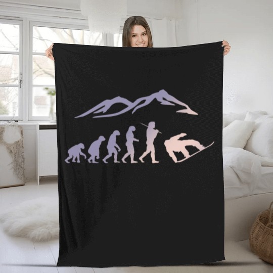 Snowboarding evolution snow boarder cool Fleece Blankets
