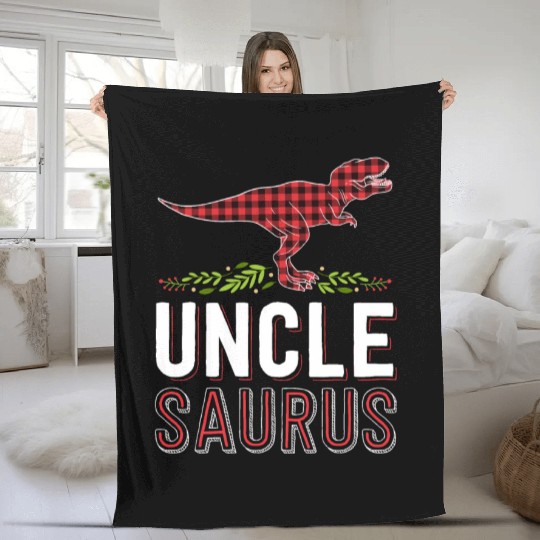 Uncle Saurus T Rex Bufallo Plaid Matching Family Fleece Blankets
