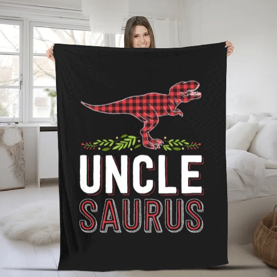 Uncle Saurus T Rex Bufallo Plaid Matching Family Fleece Blankets