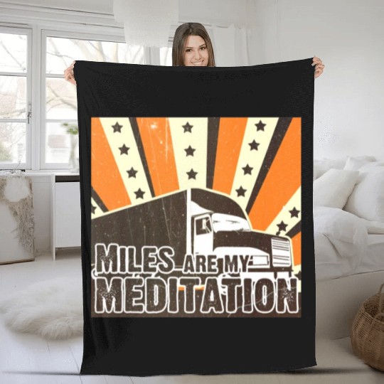Truck Driver Load Miles Happy Trucker Road Runner Fleece Blankets