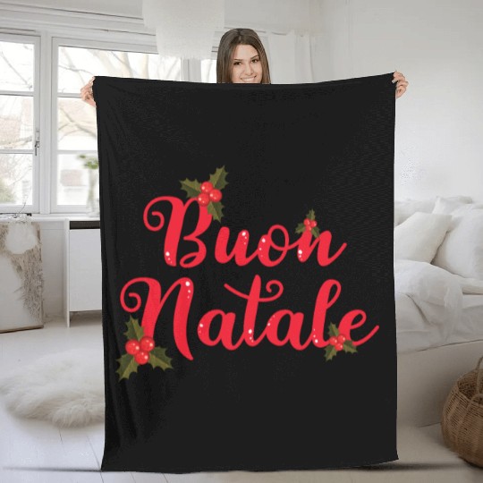 Buon Natale Italian Merry Christmas Holiday Fleece Blankets