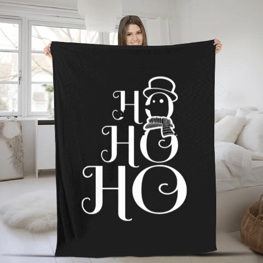 HO HO HO SNOWMAN Fleece Blankets